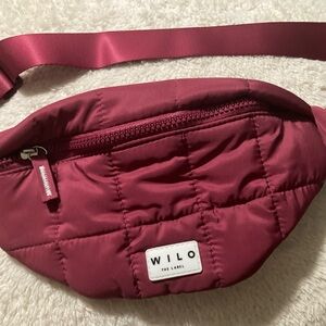 Wilo The Label maroon quilted belt shoulder strap bag